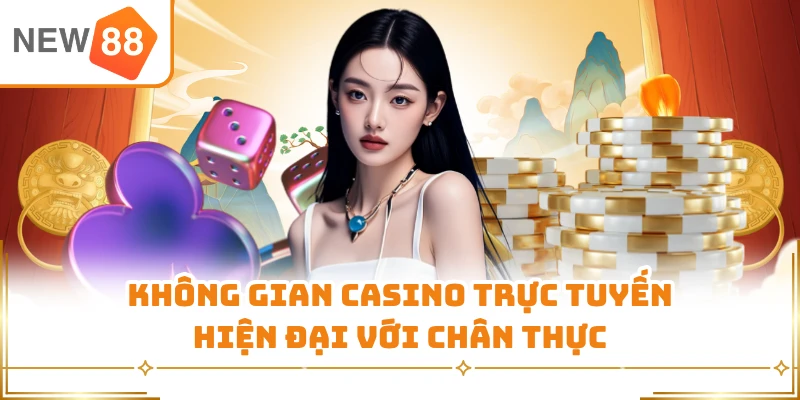 Không gian casino trực tuyến hiện đại với chân thực