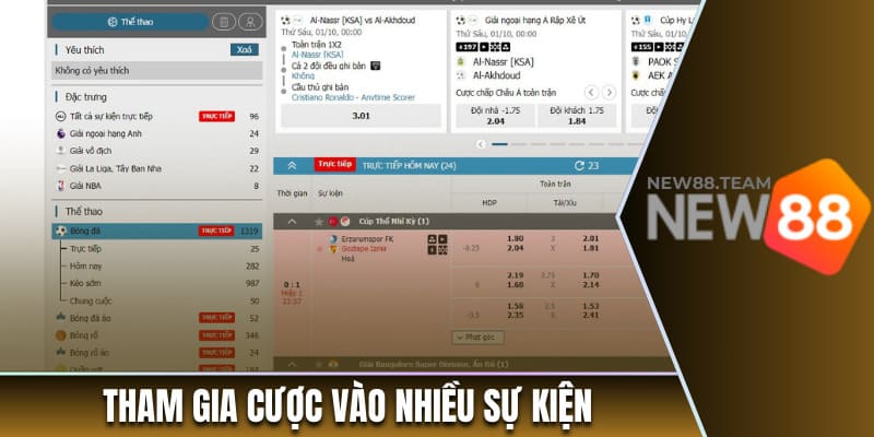 Tham gia cược vào nhiều sự kiện 