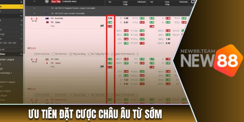 Ưu tiên đặt cược châu Âu từ sớm